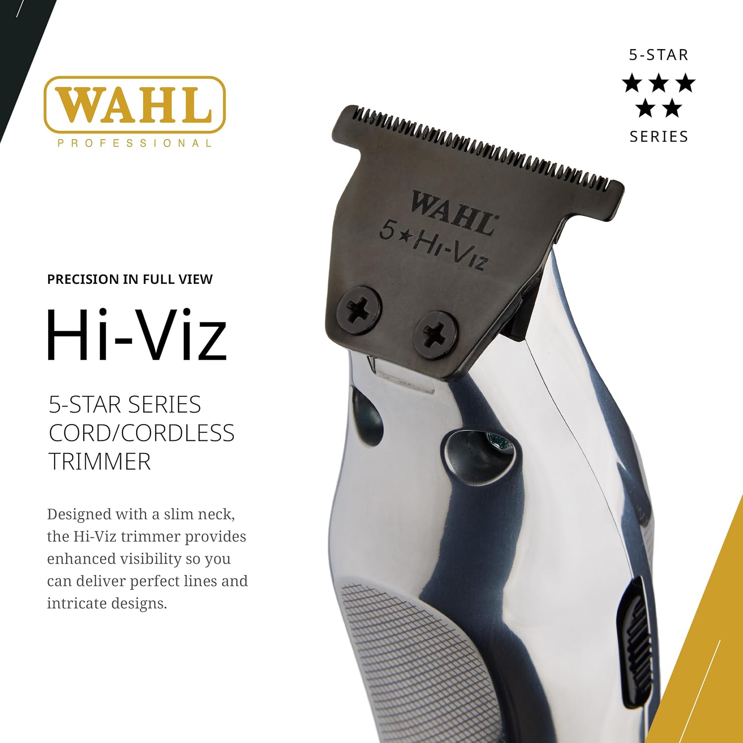 Wahl Professional Hi-Viz Trimmer, DLC-Coated Wide T-Blade, Adaptive Speed Control, Cordless, 135-Minute Run Time