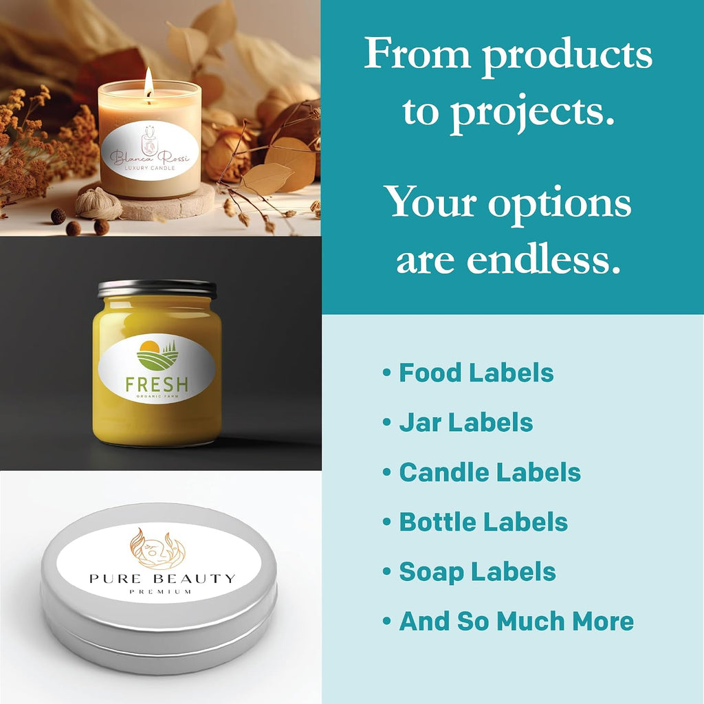 Premium Label Supply White Sticker Oval Labels – 2.5' x 1.5' Oval – Laser/Inkjet Compatible – (18 per Sheet), 1000 Sheets – 18,000 Total Adhesive Labels