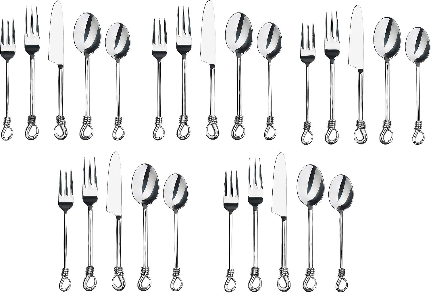 Silverware Twist Collection Polished Stainless Steel Flatware Set (Set of 5)