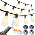 addlon 400FT(50FT*8) Outdoor String Lights with Remote,Waterproof Patio Lights ETL Listed with Shatterproof Dimmable ST38 LED Bulbs Connectable Outdoor Lighting for Backyard Bistro Garden Bistro