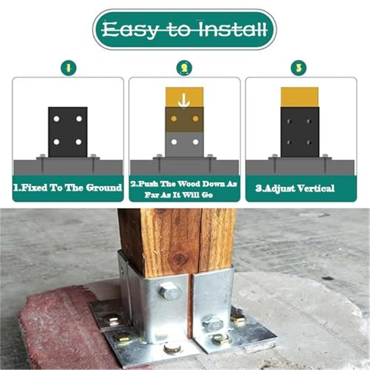 Adjustable Stand Alone Post Anchor Bracket, Silver Cement Post Base Pergola Kit, Wood Post Deck Mount for Railing Wood Post/Deck Railing/Fence Kit(10 pcs)