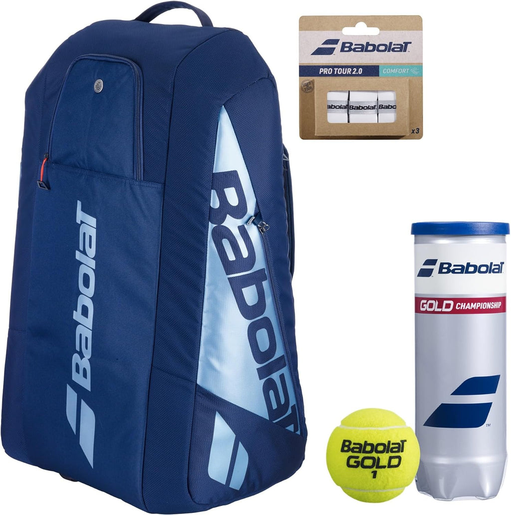 Babolat Pure Drive Racquet Holder 12-Pack 11th Gen Tennis Bag (Navy Blue) with Optional Accessories