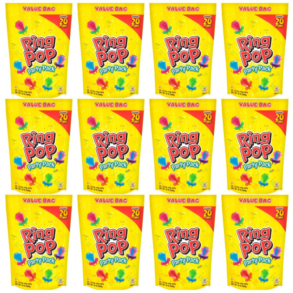 Ring Pop Individually Wrapped Bulk Lollipop- Variety Party Pack, 20 Lollipops per Bag (Case of 12 Bags)