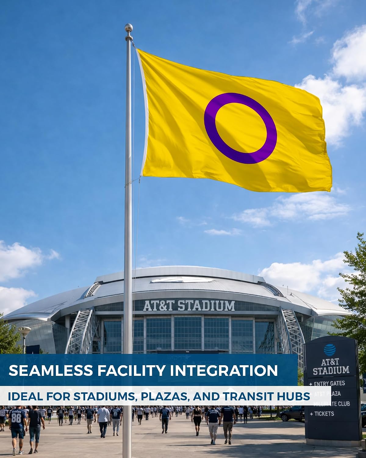 AGAS Large Intersex Flag 8x12 Ft - Printed 200D Nylon - Rope Thimble Brass Grommet Stitched Edges Fade Proof Sharp Colors - Large Size Indoor/Outdoor Intersexuality flag