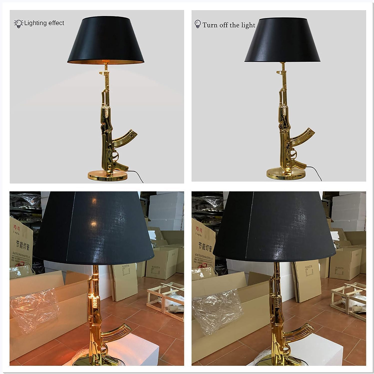 Desk Lamp,Night Light LED Table Lamp,Modern Gold Gun Lights AK47 Luxurious Desk Lamps for Bedroom,Hotel,Living Room,Office and Party Ambience (AK47 Table Lamp)