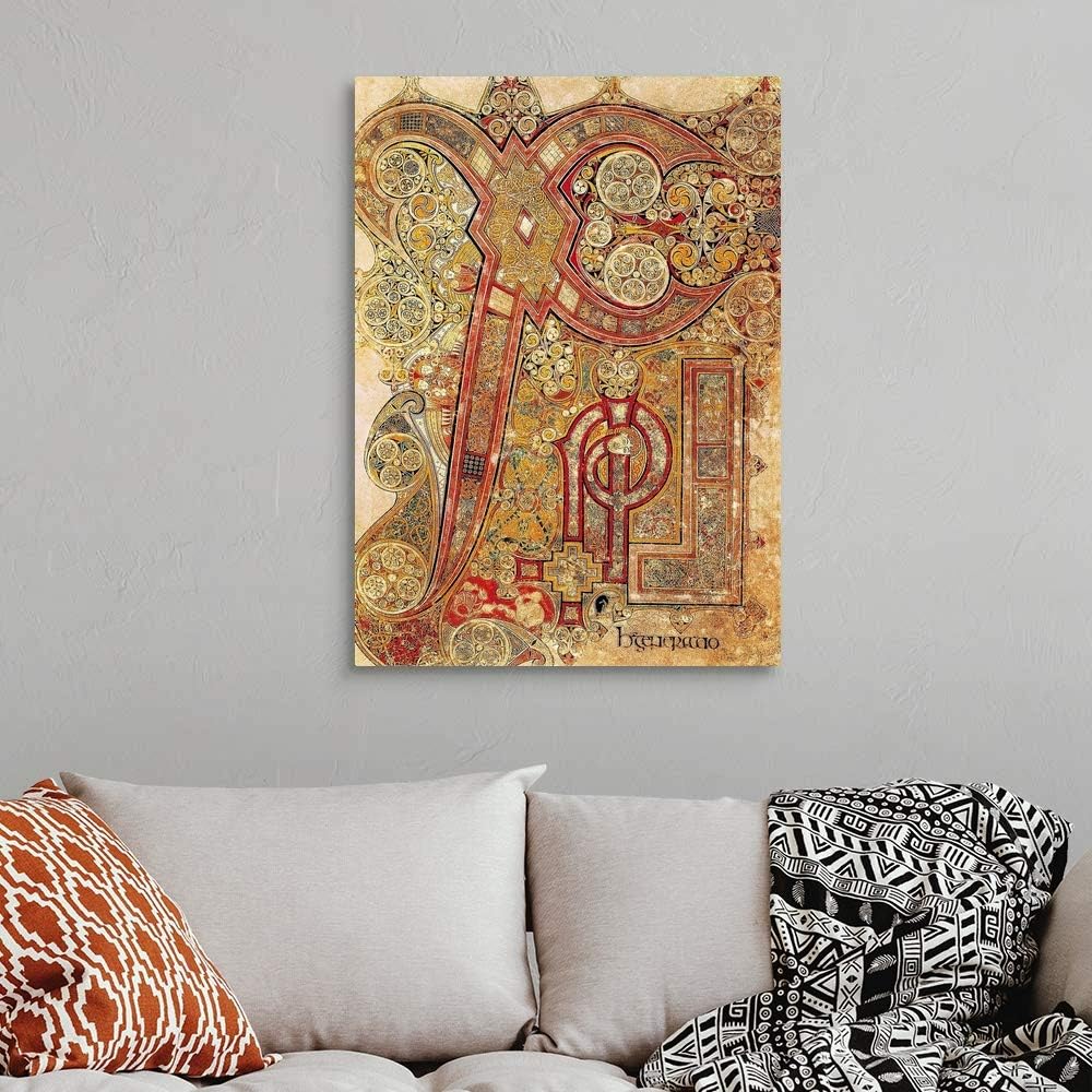 GREATBIGCANVAS Book of Kells. 8th-9th c. Chapter Letter Canvas Wall Art Print, History Home Decor Artwork,