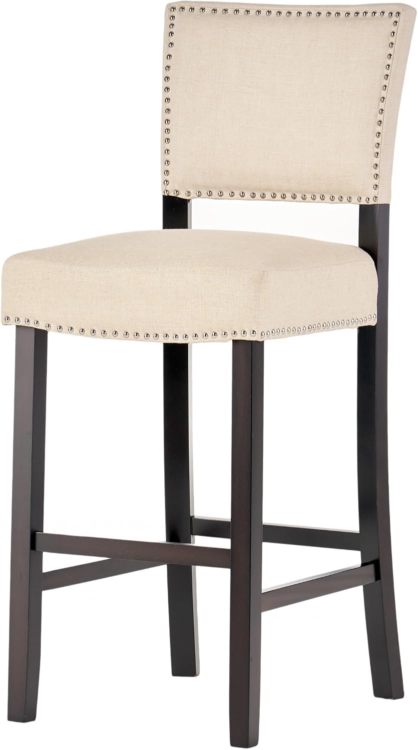 GOWE Barstools with Rivet Decoration Set of 2, Wood Frame,Fabric Sponge Cushion and Upholstered Barstools, Bar Chairs for Kitchen Island,Bedroom,Dining Room.