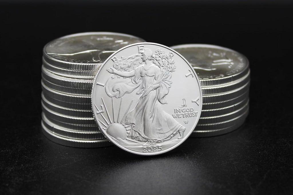 2025 - Lot of (10) 1 oz American Silver Eagle Coin Brilliant Uncirculated (Eagle Privy) with Certificates of Authenticity $1 Seller BU