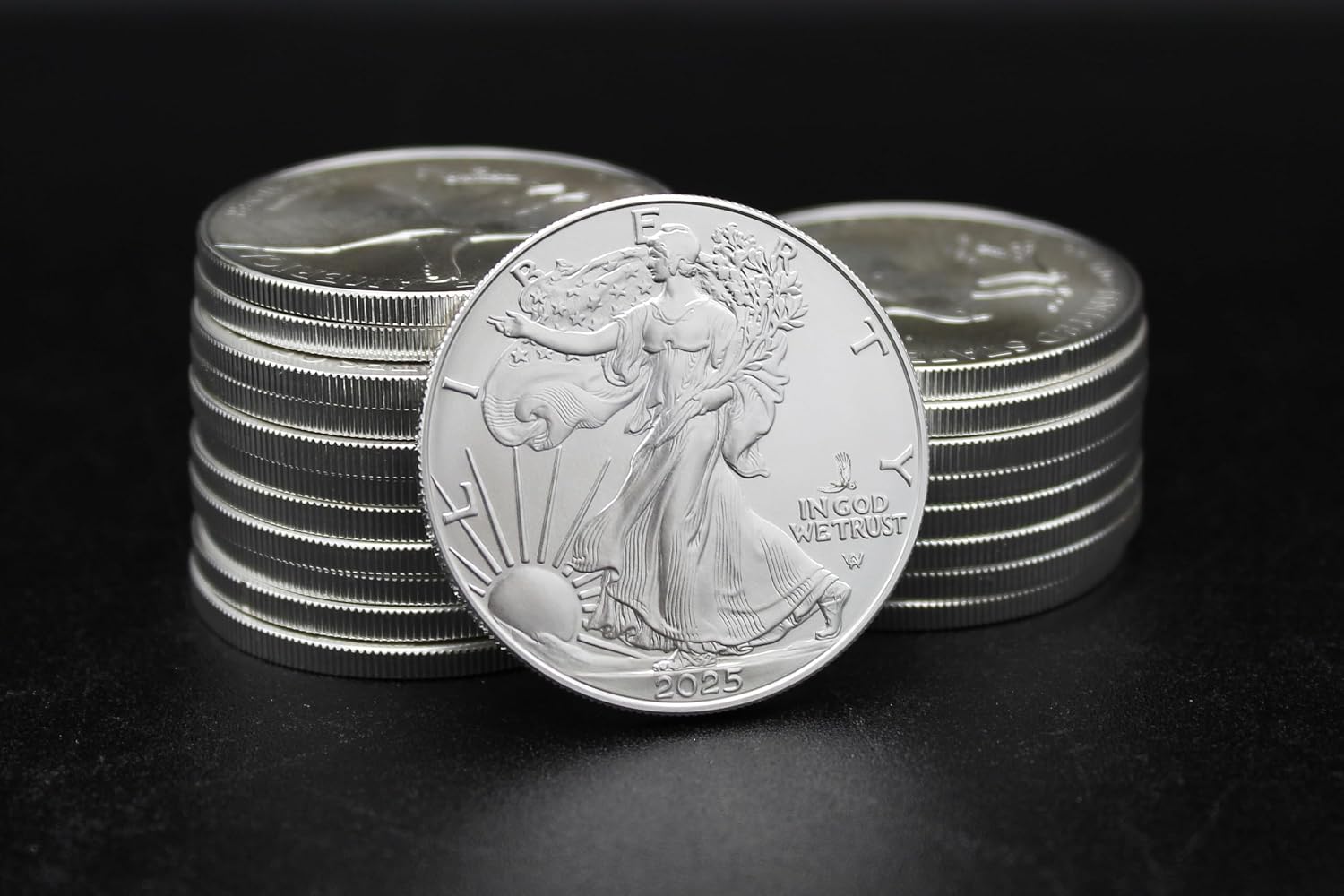 2025 - Lot of (10) 1 oz American Silver Eagle Coin Brilliant Uncirculated (Eagle Privy) with Certificates of Authenticity $1 Seller BU