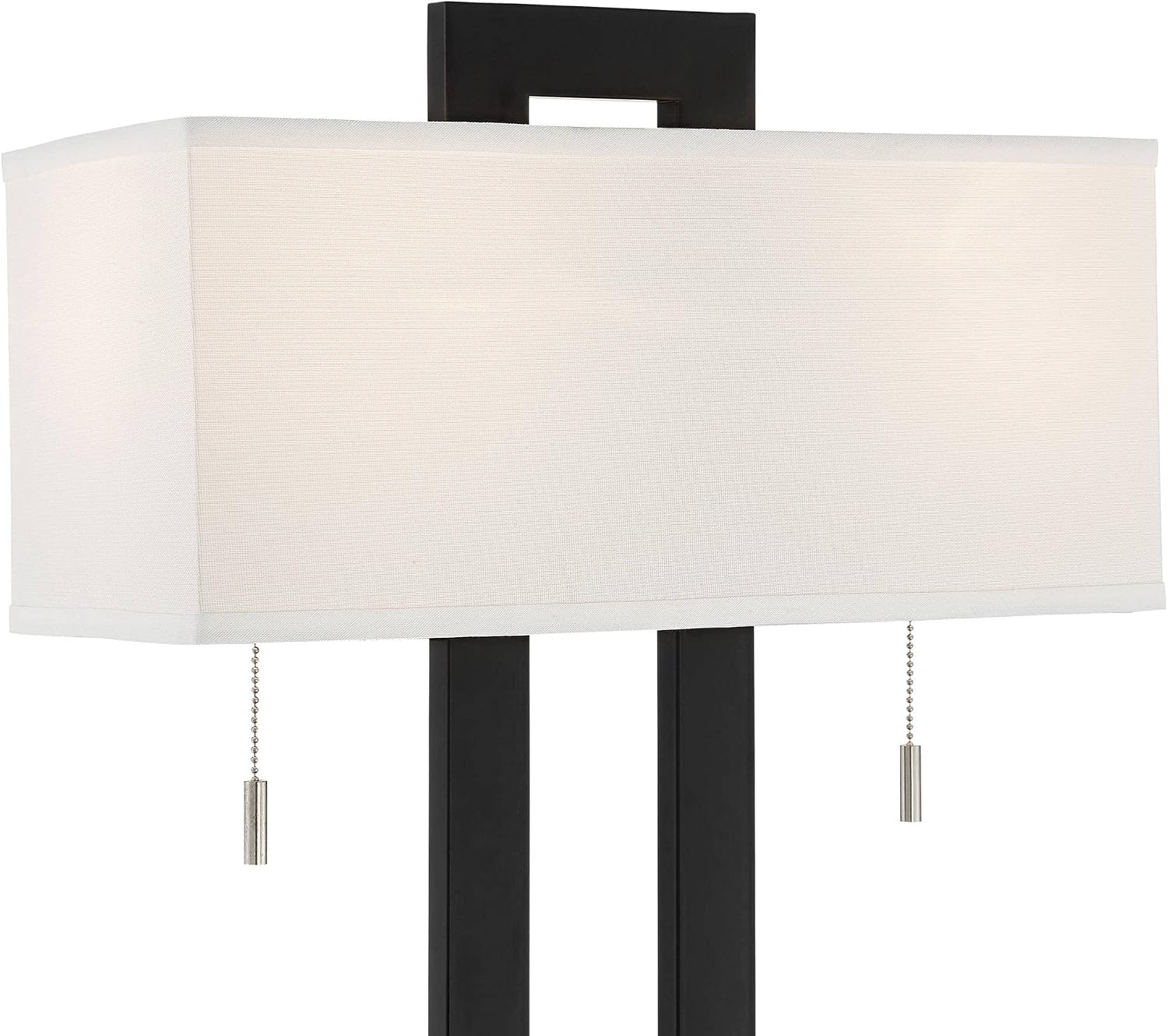 360 Lighting Neil 26' High Modern Rustic Table Lamp with USB Ports A+C Charging Black Open Metal White Fabric Rectangular Shade for Bedroom Living Room House Home Bedside Nightstand Office Family