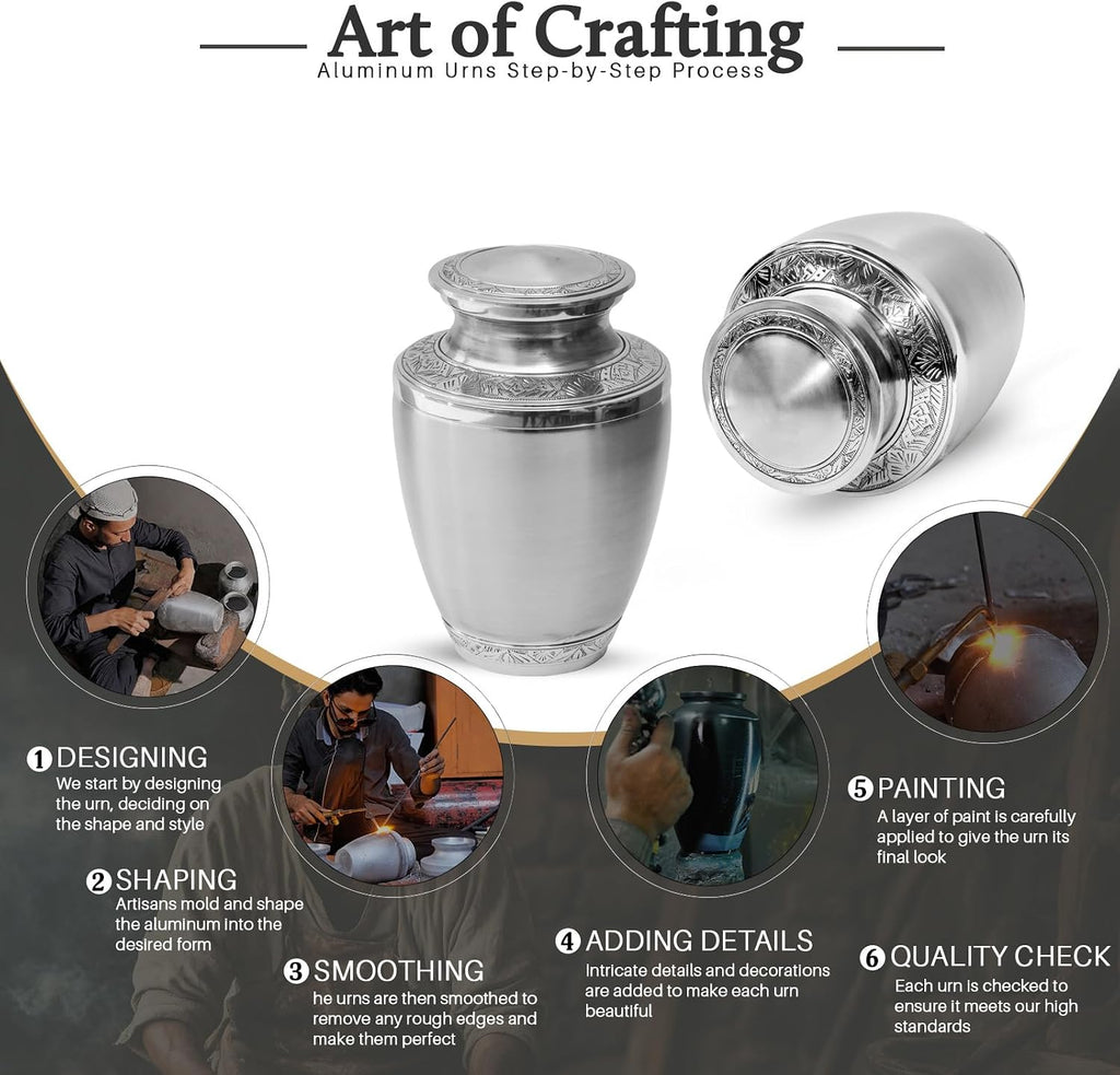 Urn with Motorcycle - Brown Small Urns for Human Ashes Keepsake - Set of 5, 10 Inch & 3 Inch - Mini Funeral Urn for Adult Ashes Women & Men - Large Decorative Funeral for Dad & Mom
