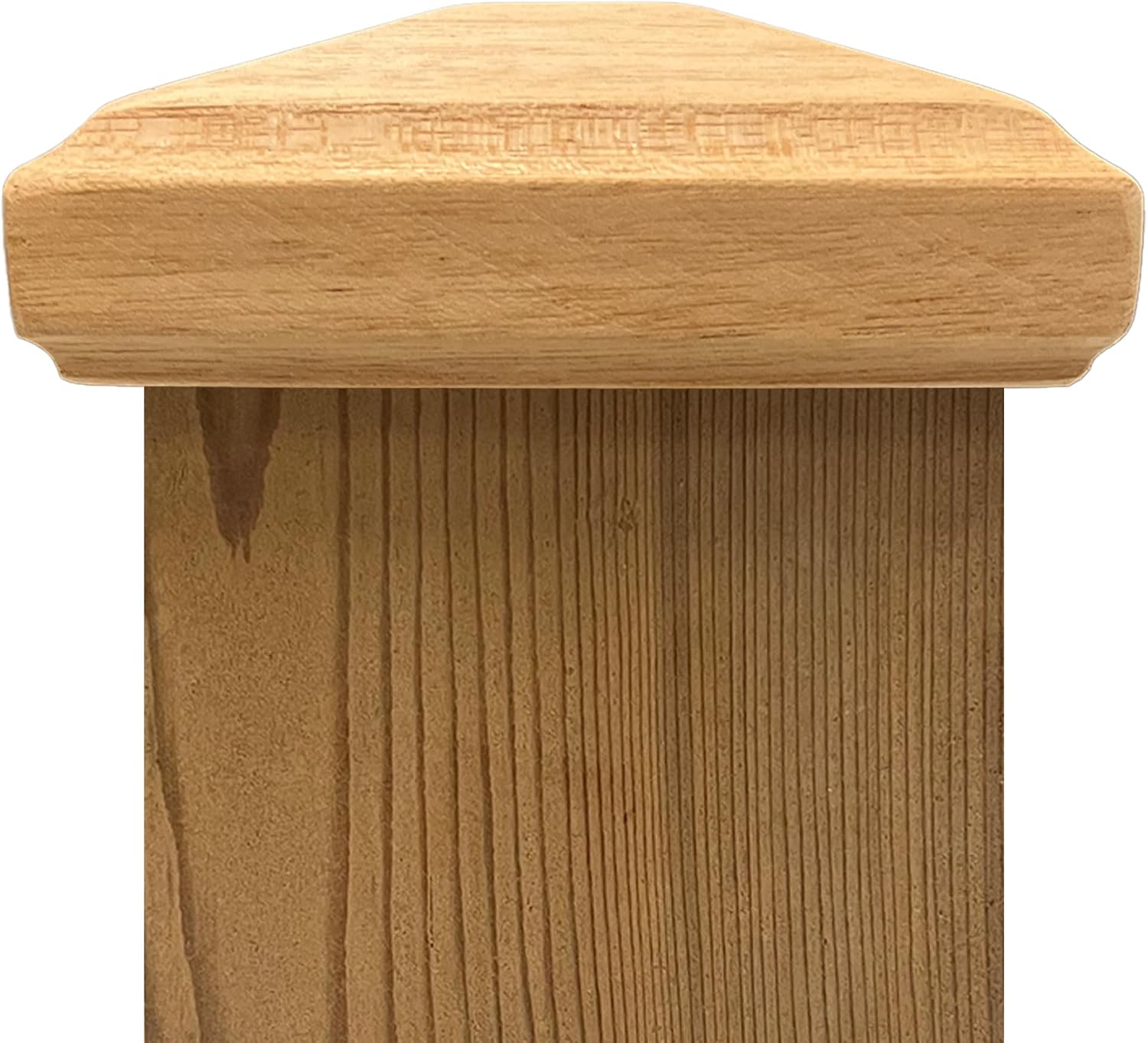 3.5' x 3.5' Wood ONE-Piece Slip Over Post Cap - Traditional Pyramid - 12 Pack - One-Piece Miterless - 3/8' Extended Lip - (for 4x4 Post Measuring 3-1/2' x 3-1/2')