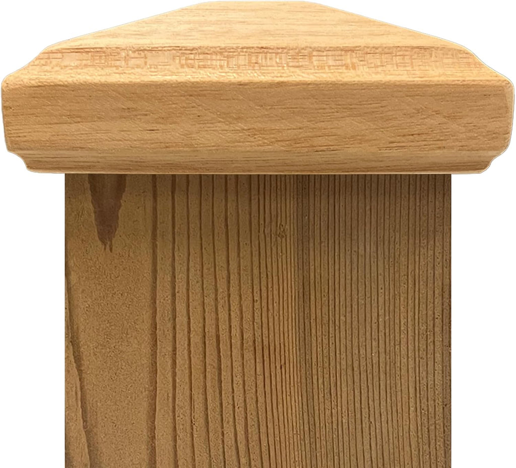 3.5' x 3.5' Wood ONE-Piece Slip Over Post Cap - Traditional Pyramid - 24 Pack - One-Piece Miterless - 3/8' Extended Lip - (for 4x4 Post Measuring 3-1/2' x 3-1/2')