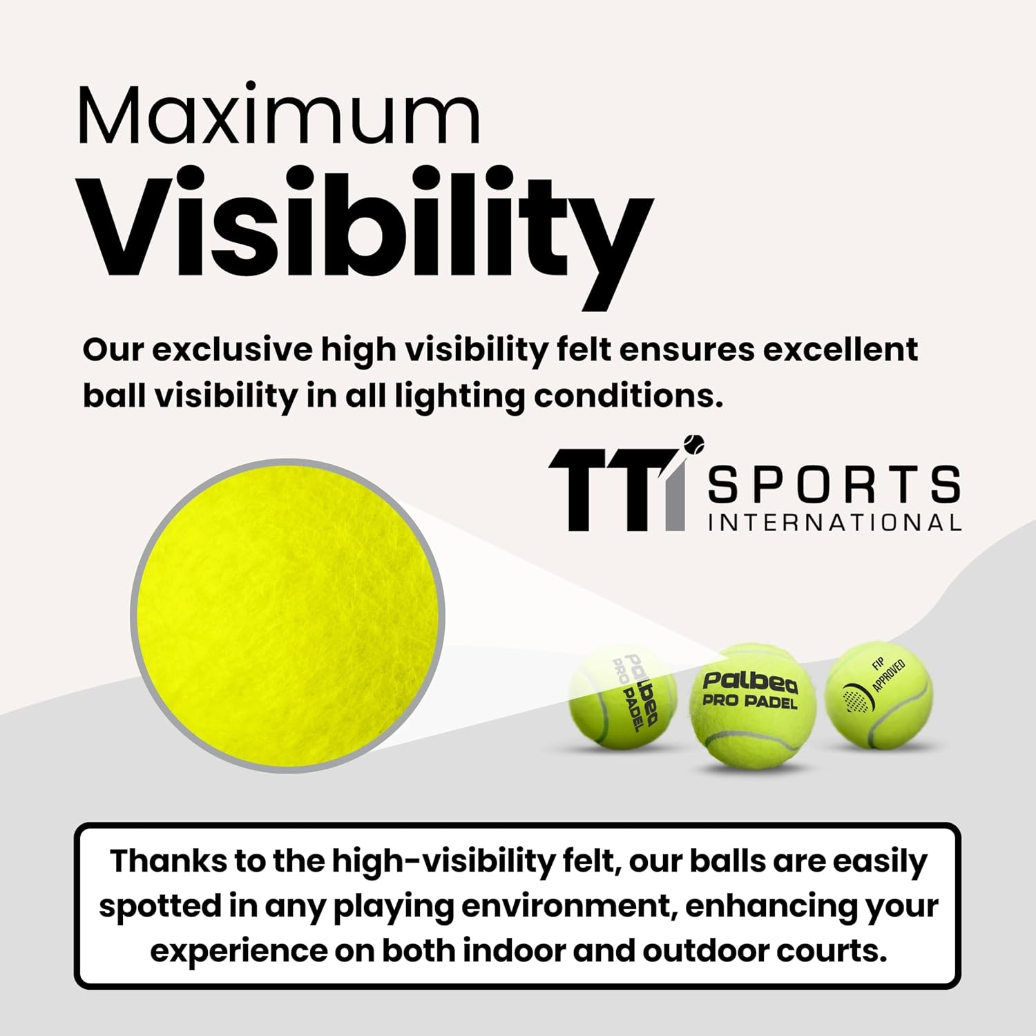 Palbea PRO Padel Balls. 6/12/24 Tubes of 3 Padel Tennis Balls FIP Approved | Paddle Balls made of HV Felt for Training and Tournament. Suitable for Any Surface or Sites.