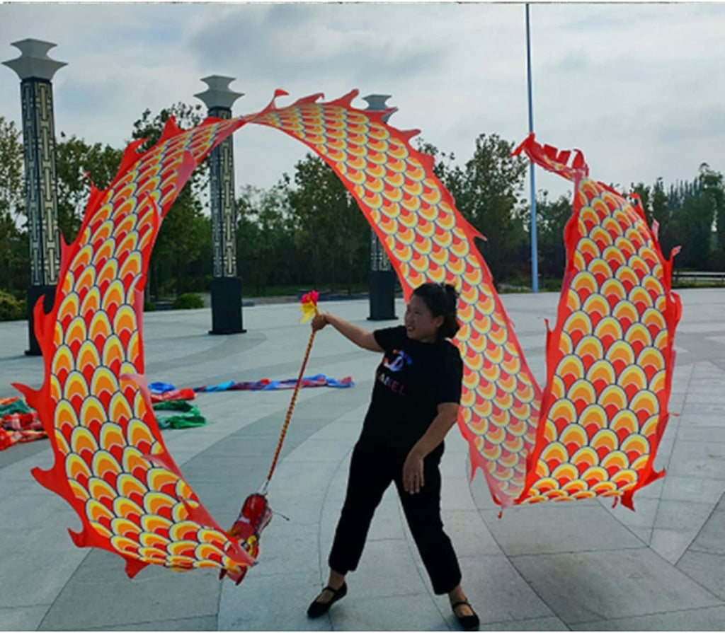 Dragonhead Dance Streamers，Dragon Flowy Spinning， Chinese Dragon Lion Dance Silk Streamer Multicolor 10m/12m(B,12 Months)