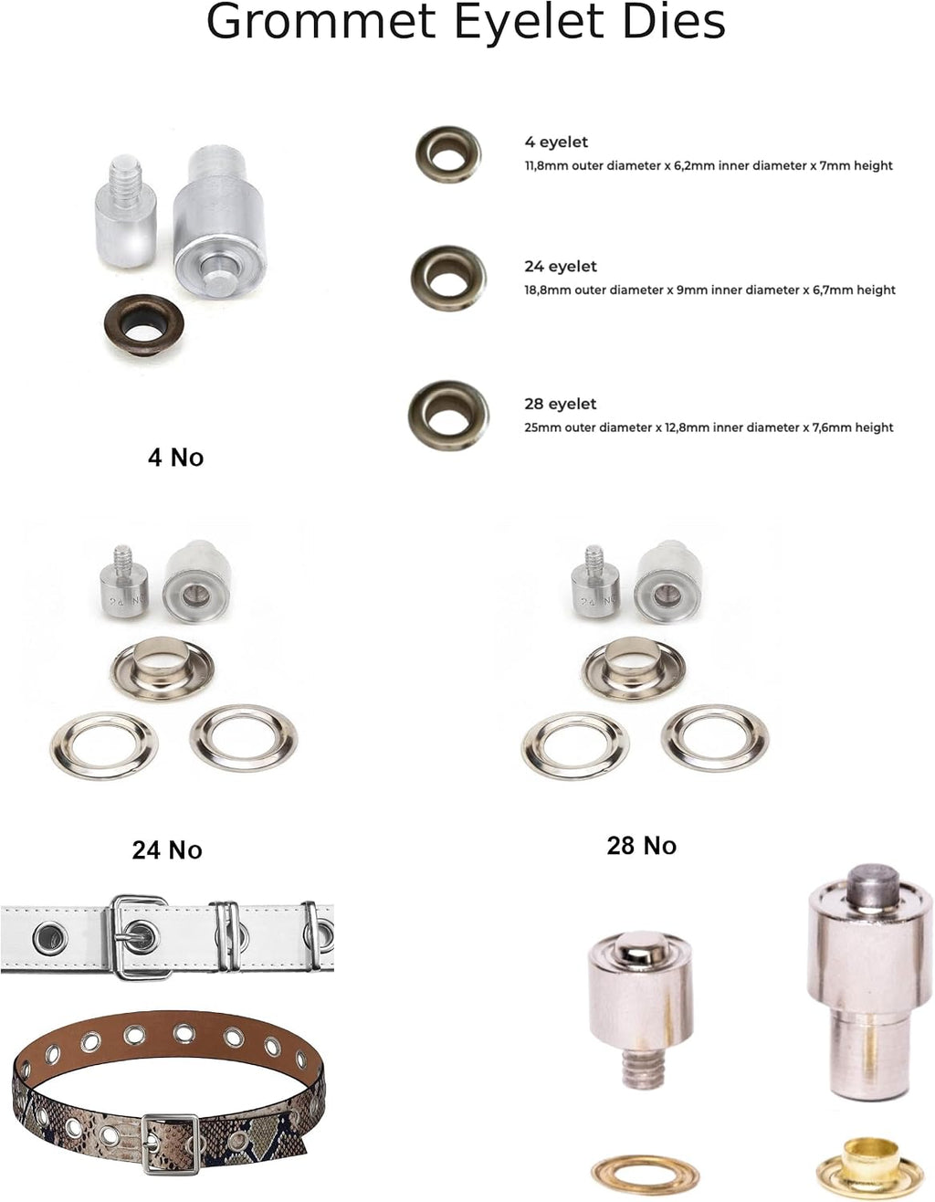 Hand Press Machine Set with Essential Dies for Snap Buttons, Grommet Eyelets, Rivets, Popper Fasteners Setting and Hole Punchers