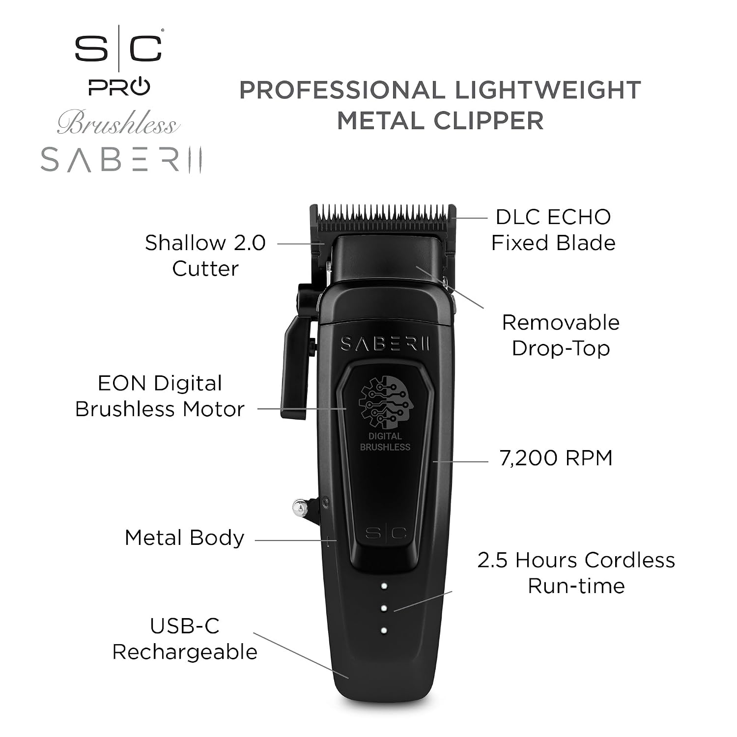 StyleCraft Saber and Saber II Professional Full Metal Body High-Torque Digital Brushless Motor Cordless Hair Clipper
