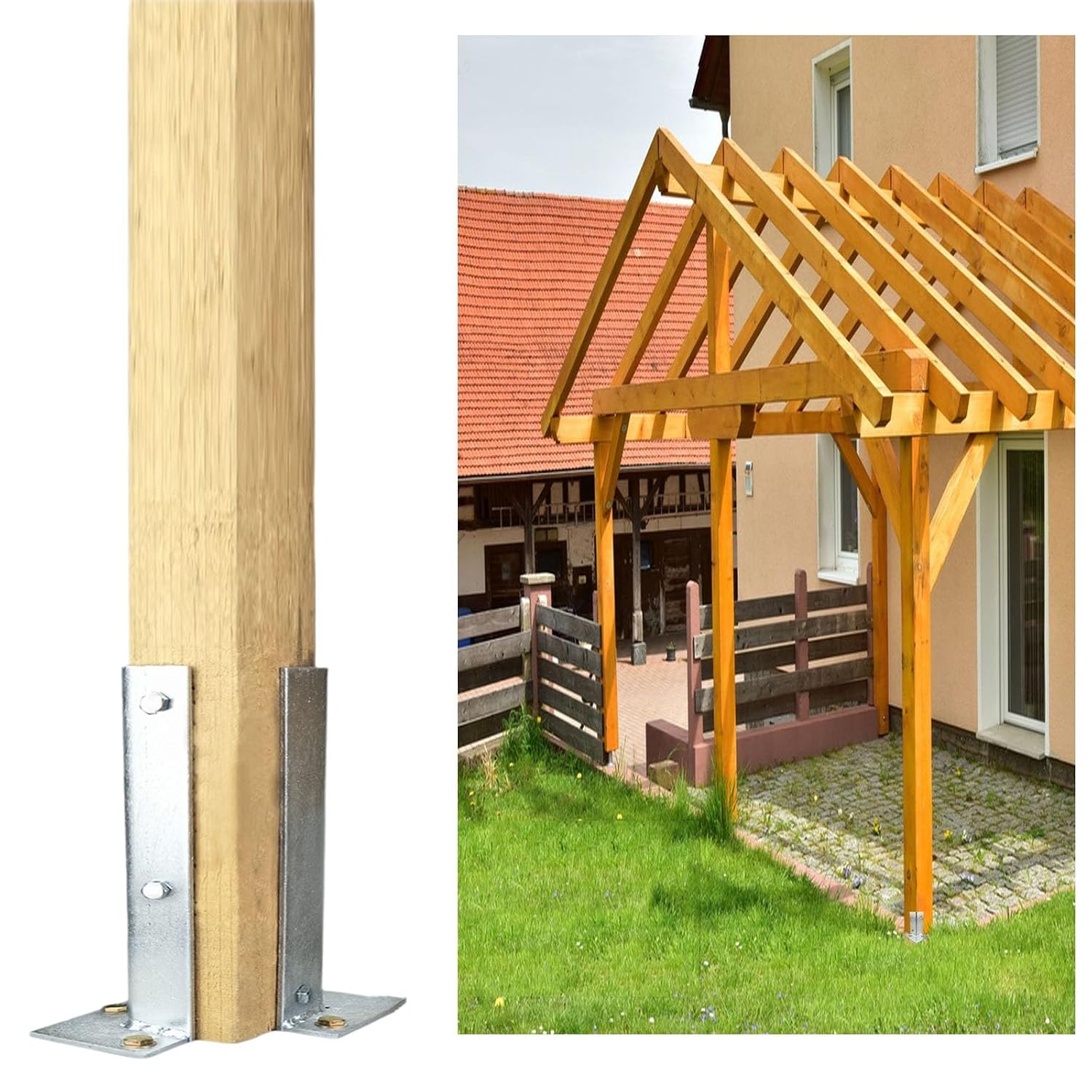 Adjustable Half Post Bracket for Repairing and Strengthening Post, Sturdy Mailbox Post Anchors, Pavilion Deck Railing Column Base Fit 1x1 2x2 3x3 4x4 1x2 2x3 2x4 Post(10PCS)