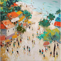 Toperfect To the Beach: 24 original paintings hand painted by college teachers, cityscape art in oil on canvas, modern art landscapes for home decor, vintage artworks of seaside scene