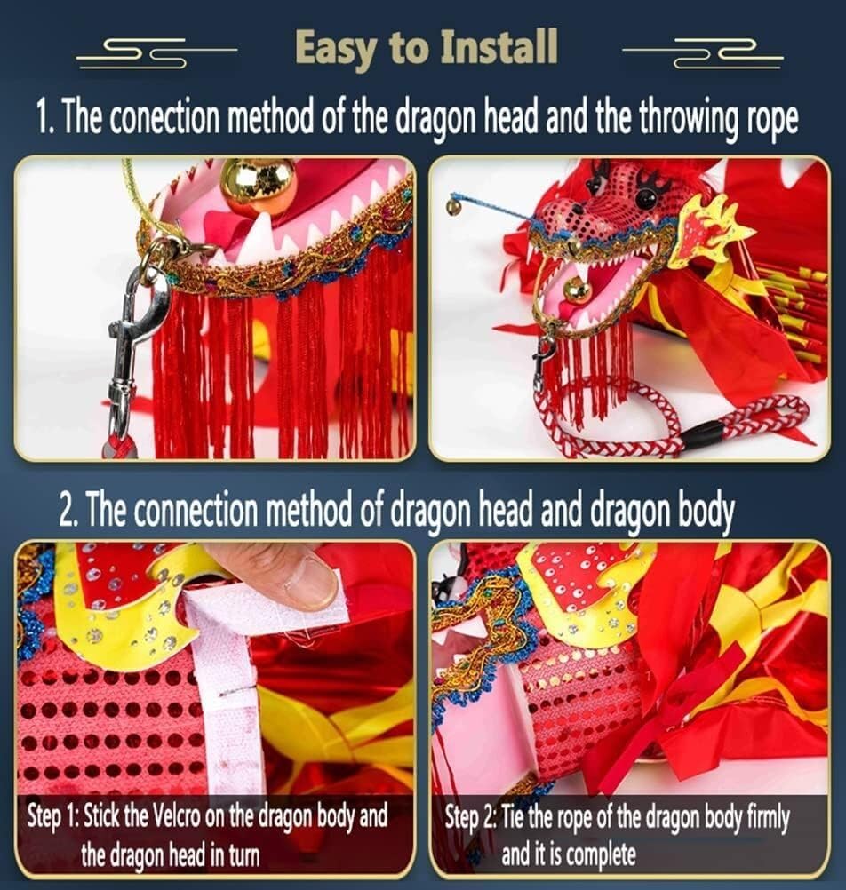 Kids Wand Dragon Dance Ribbons Colorful Dragon Silk Flowy Spinning & Shaking, Dragon Print Dance Streamers, Chinese traditional folk toys Suitable for artistic dance gymnastics, rainbow pa(Color