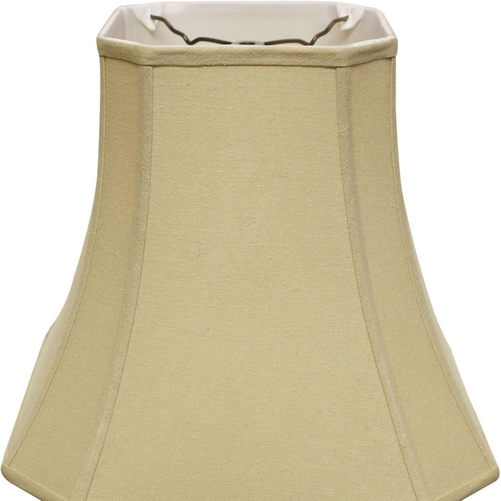 Cut Corner Square Bell Softback Lampshade with Washer Fitter, Tan Color Fabric Lampshade for Table Lamps, Natural Linen, 9' Top x 16' Bottom x 13' Height OI324