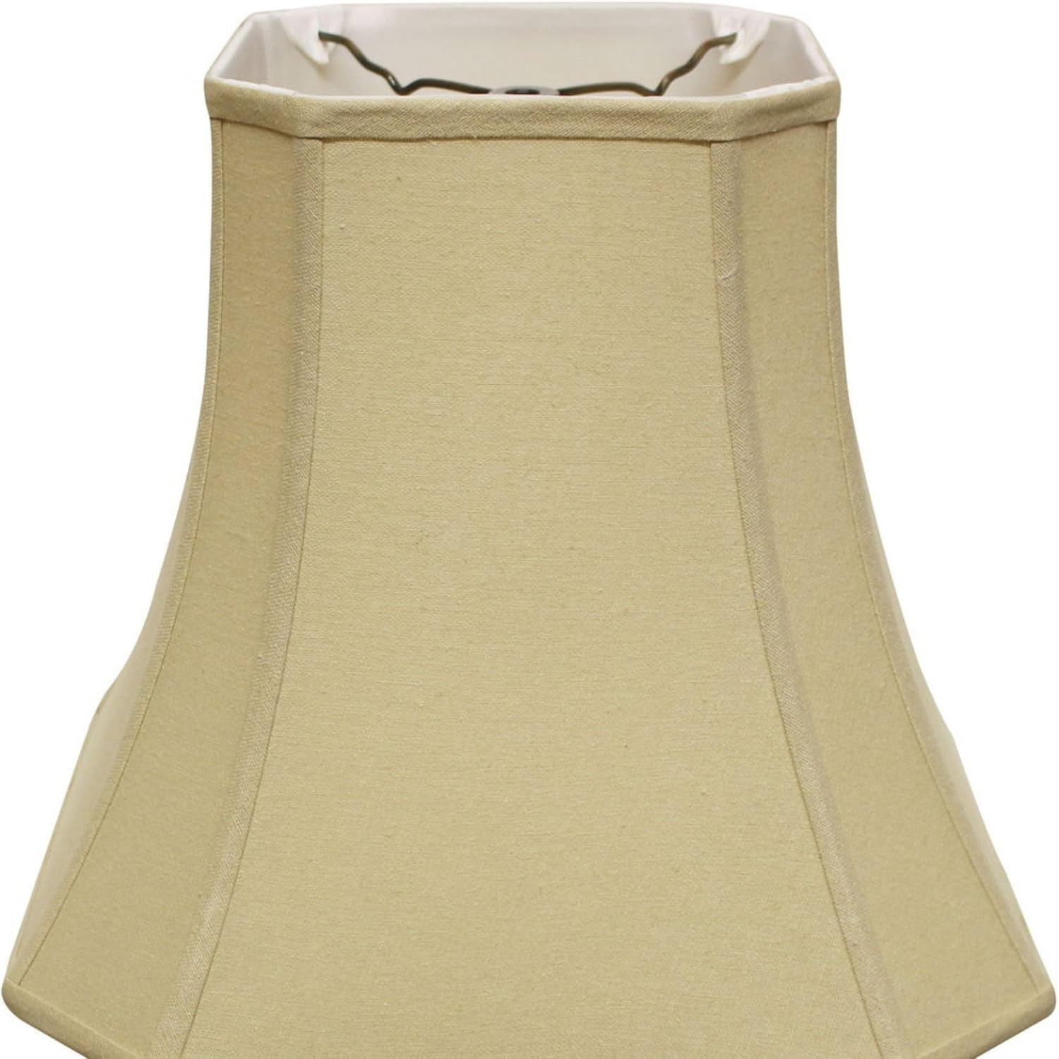 Cut Corner Square Bell Softback Lampshade with Washer Fitter, Tan Color Fabric Lampshade for Table Lamps, Natural Linen, 9' Top x 16' Bottom x 13' Height OI324