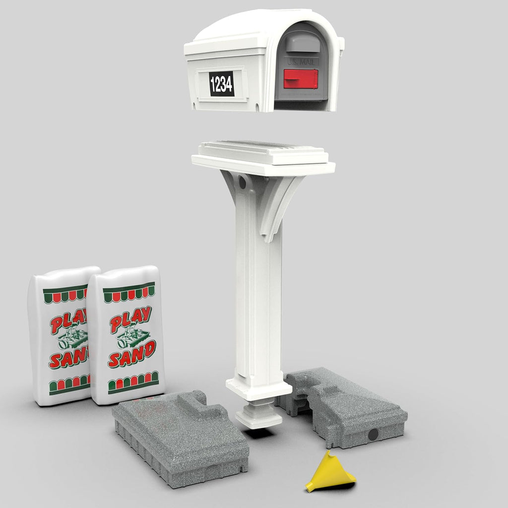 American Home by Simplay3 Premium Dig-Free Easy Up Classic Mailbox and Post Combination in White, Above Ground Mailbox