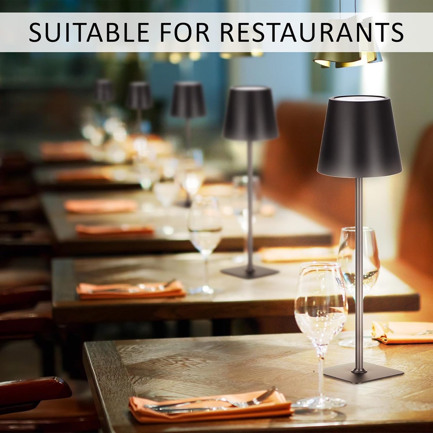 Retisee 12 Pack Cordless Table Lamp Portable LED Rechargeable Desk Lamp 3000mah Battery Operated 3 Color Stepless Dimming Waterproof Touch Control for Bedroom Restaurant (Black)