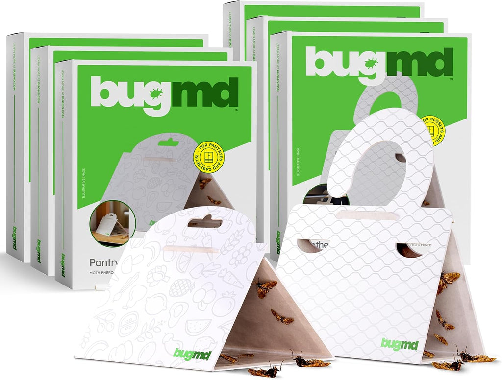 BugMD Clothes Moth Boss Traps (18 Count, White) and Pantry Pest Patrol (18 Count, White) Bundle