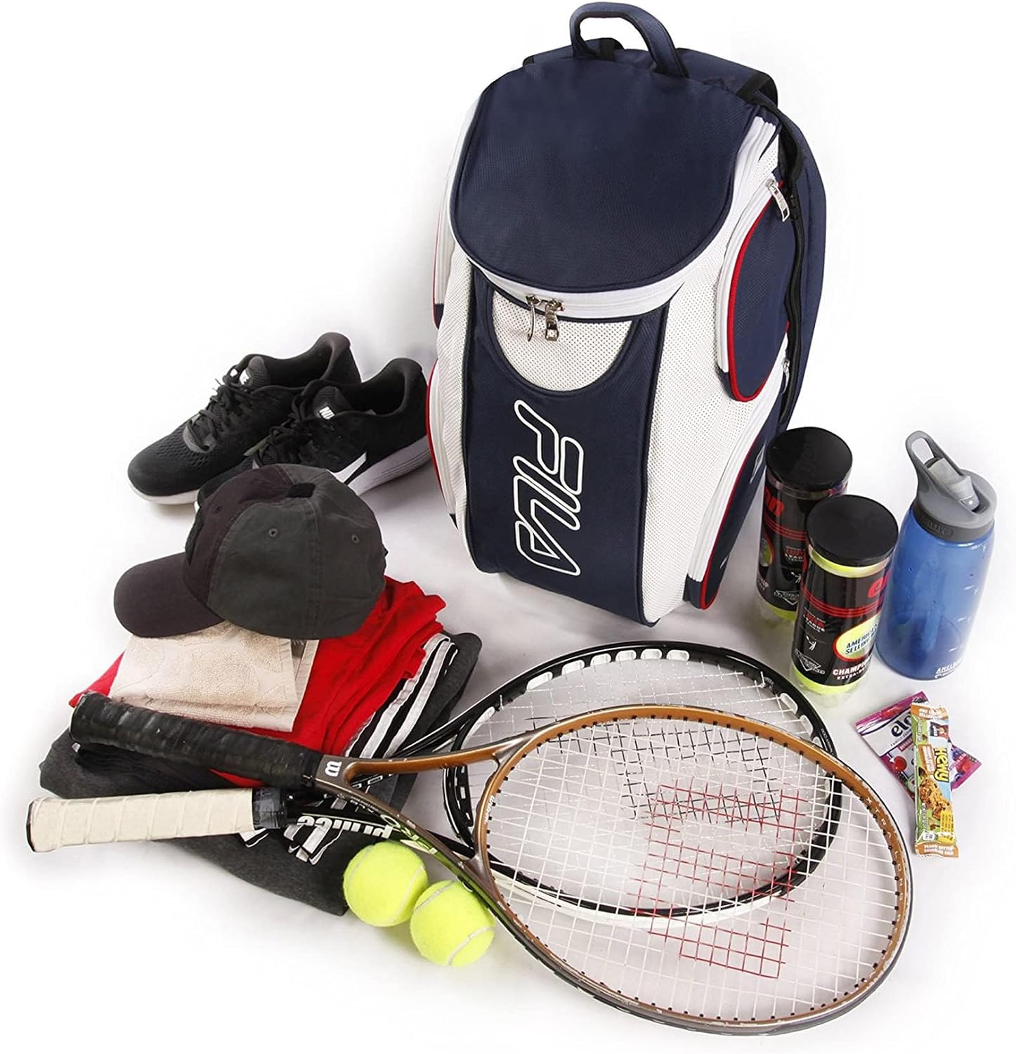 Fila Ultimate Tennis Backpack with Shoe Pocket, Navy/White/Red