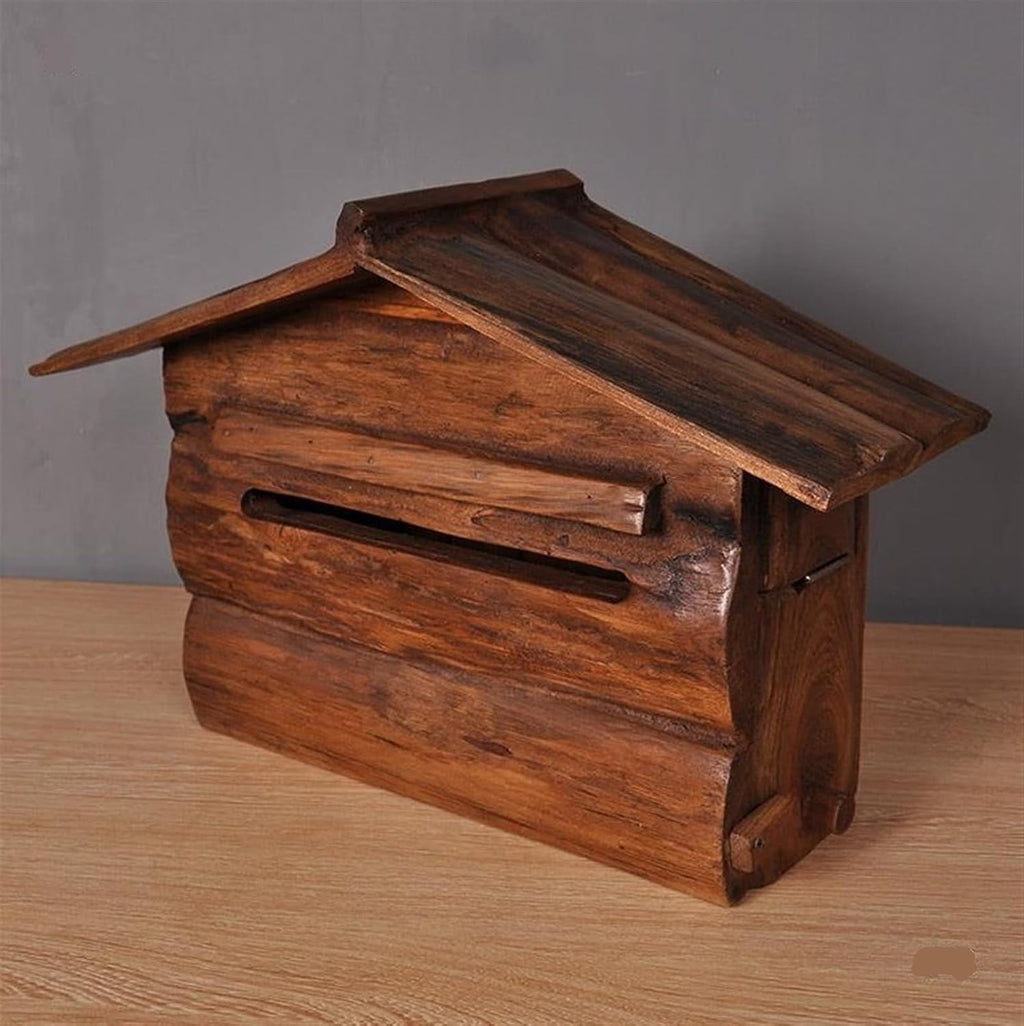 Letterbox Mailbox Dropbox Postbox Wall Mounted Post Box Vintage Postbox Mailboxes Wooden Drop Box for Home Outdoor Porch Decor Letter Box Mailboxes Post Box