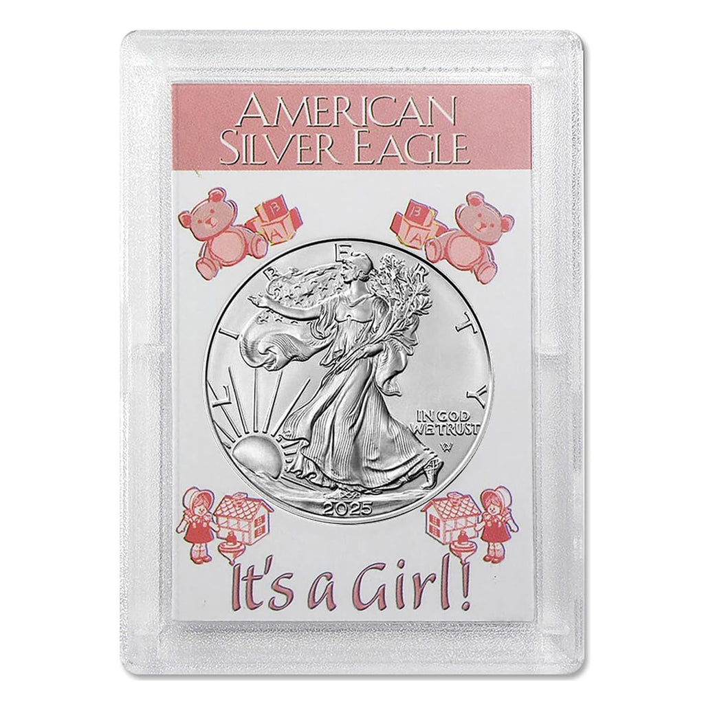 2025 American Silver Eagle in 'It's a Girl' Holder Smyrnacoin Dollar Uncirculated US Mint