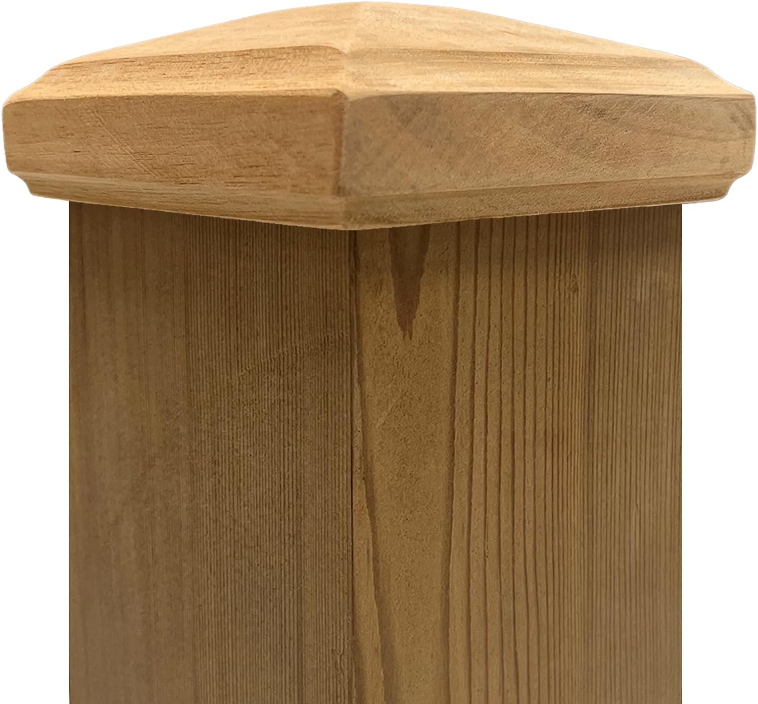 3.5' x 3.5' Wood ONE-Piece Slip Over Post Cap - Traditional Pyramid - 12 Pack - One-Piece Miterless - 3/8' Extended Lip - (for 4x4 Post Measuring 3-1/2' x 3-1/2')
