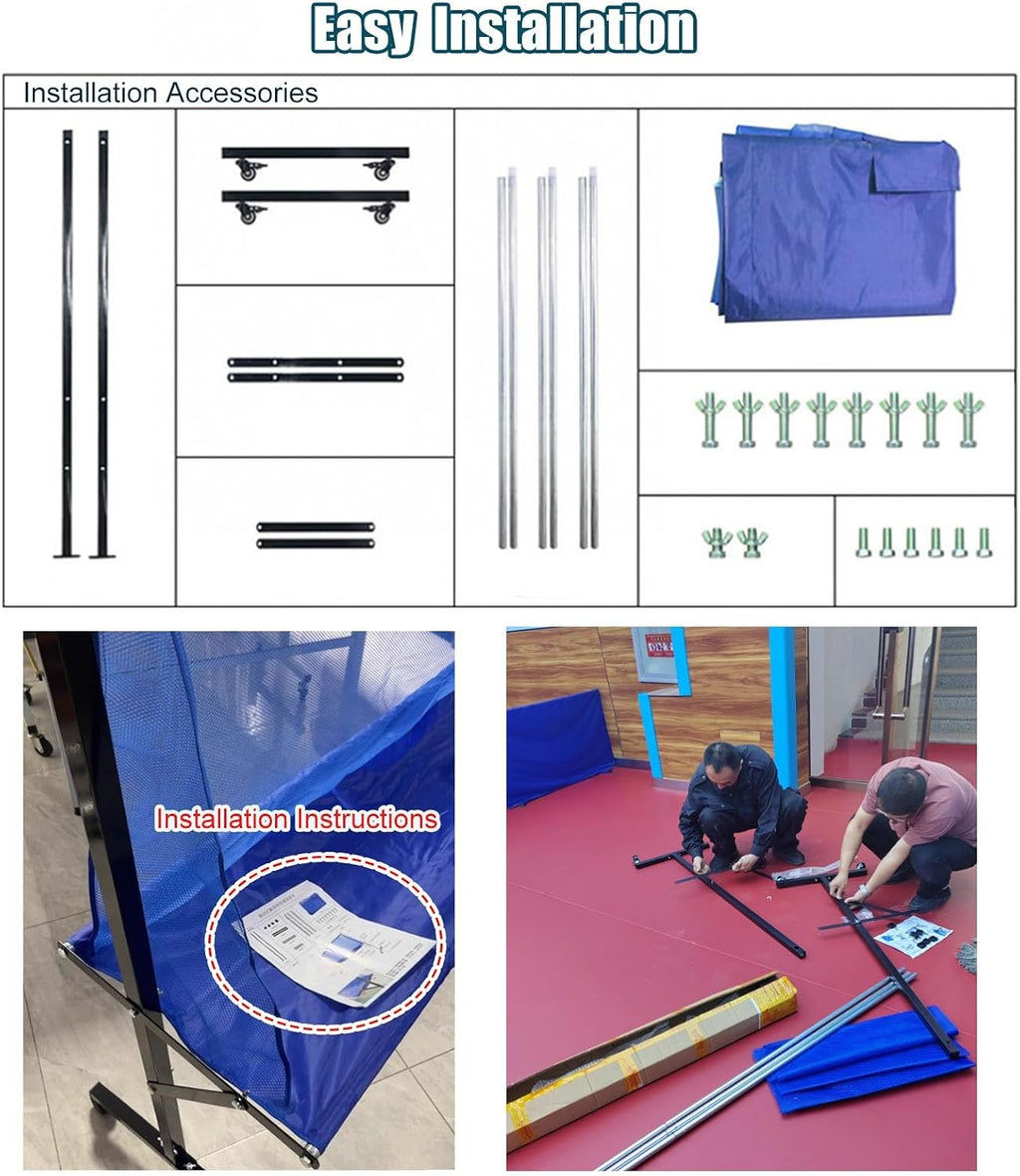 55 Inch High Table Tennis Robot Catch Net, Adults & Kids Training Tool for Multi Ball Drills, Ping Pong Recycle Catcher Equipment for Indoor Outdoor Serve Practice
