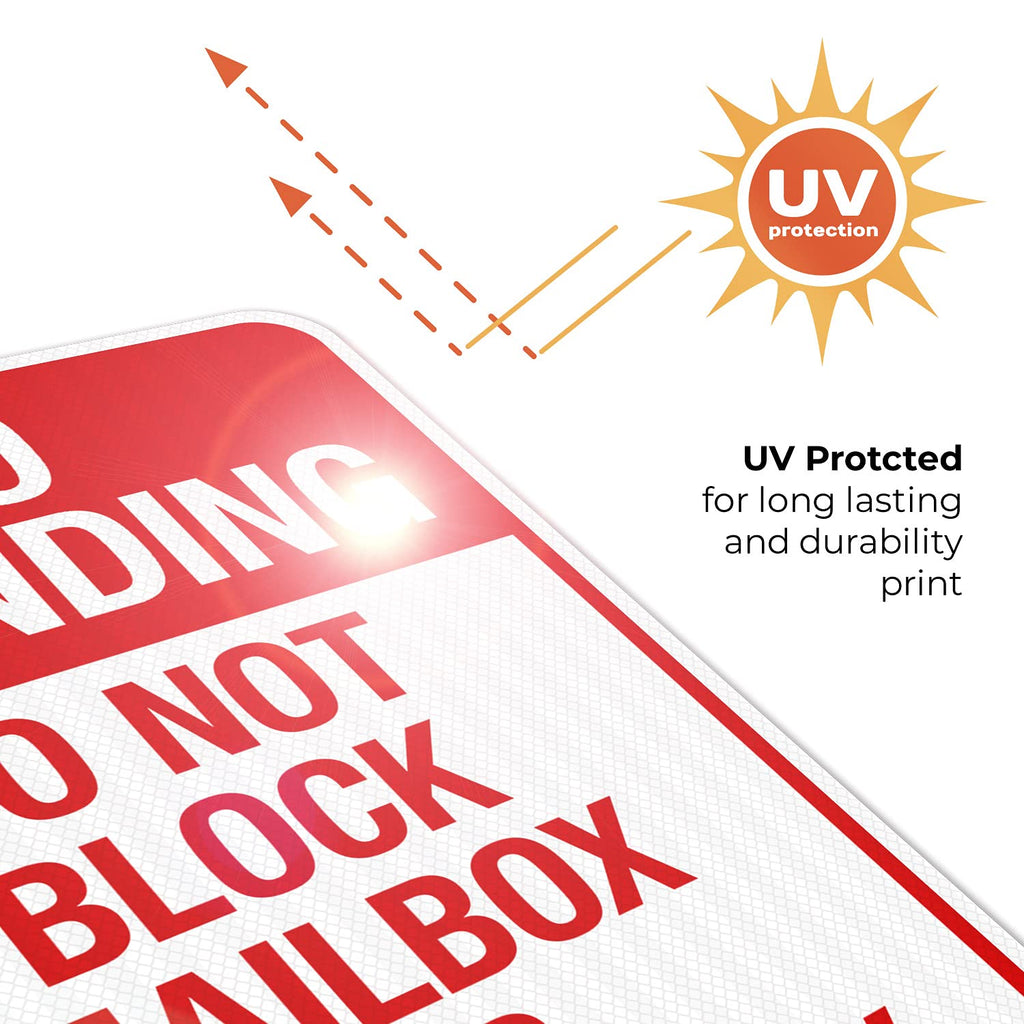 No Standing Do Not Block Mailbox Or Driveway Sign, 18x24 Inches, 3M EGP Reflective with Post & Cast Iron Base Stand Set Made in USA by Sigo Signs