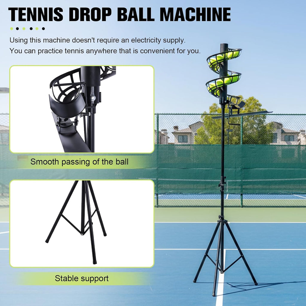 Tennis Ball Dropping Machine,Portable Tennis Ball Machine,Tennis Ball Feeder,Hold 33 Balls Throwing Height Adjustable for Beginners