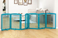 PUPETPO Freestanding Pet Gate with Door, Tall Dog Gate for House, Extra Wide, Pet Puppy Safety Fence, Support Feet Included, 120 Inch Wide, 6 Panels 32' Tall, Blue