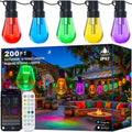 Outdoor String Lights,200FT Smart RGB+IC Patio Lights with Shatterproof LED Bulbs,Outside Light Dimmable Patio for Decor DIY IP67 Waterproof,Courtyard, Garden,Holiday,LED Lights More Scene Modes
