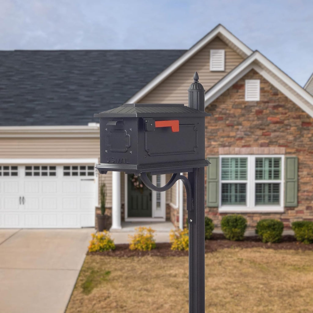 Special Lite Kingston Curbside Mailbox - Black Aluminum Mailbox for Post Mount - SCK-1017-BLK