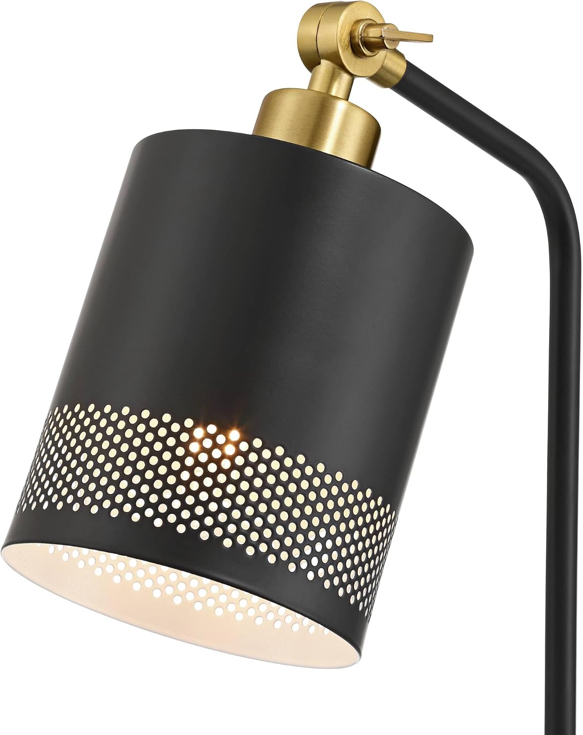 Possini Euro Design Keller 24' High Small Modern Desk Lamp USB Port AC Power Outlet Black Gold Brass Finish Metal Single Shade Home Office Living Room Charging Bedroom Bedside Nightstand House