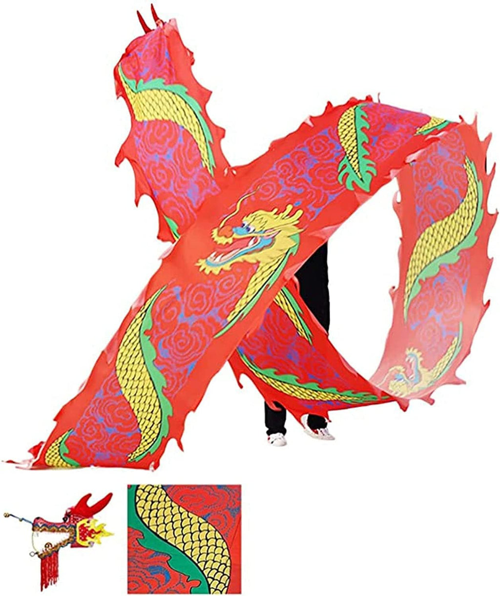 Dragon Dance Ribbon Colorful Dragon Shaped Dancing Wand Silk Dragon Dance Ribbon Streamer for Elderly Adults Youth Spiral Practice Ribbon Streamer Shows Prop
