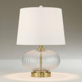 360 Lighting Darrah 20' High Small Mid Century Modern Accent Table Lamp USB Port Clear Glass Gold Brass Finish Single Off-White Shade Living Room Charging Bedroom Bedside Nightstand House Office