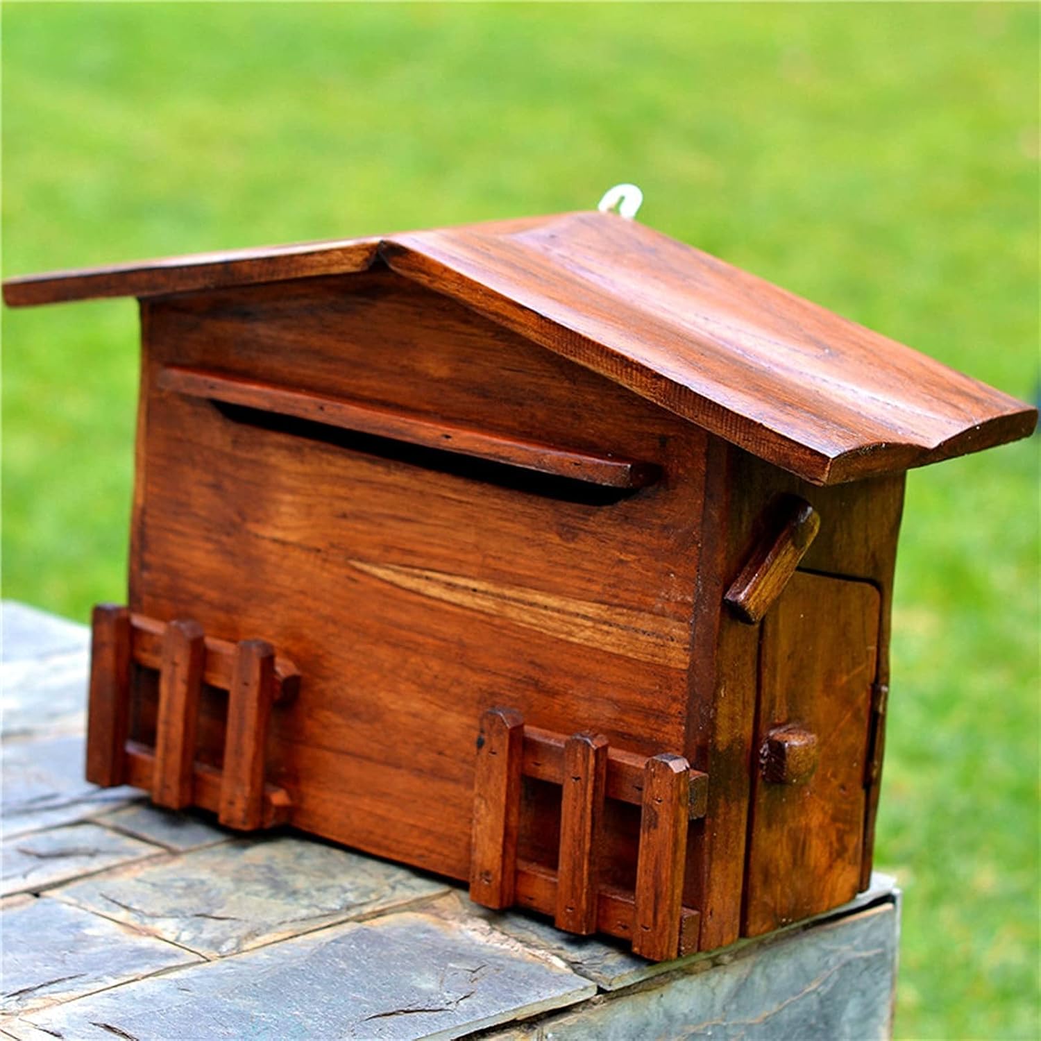 Wooden Mailbox Outdoor Post Box Rainproof Suggestion Box Creative Letter Box Wall Mounted Mailbox for Home Garden 40x13.5x24cm