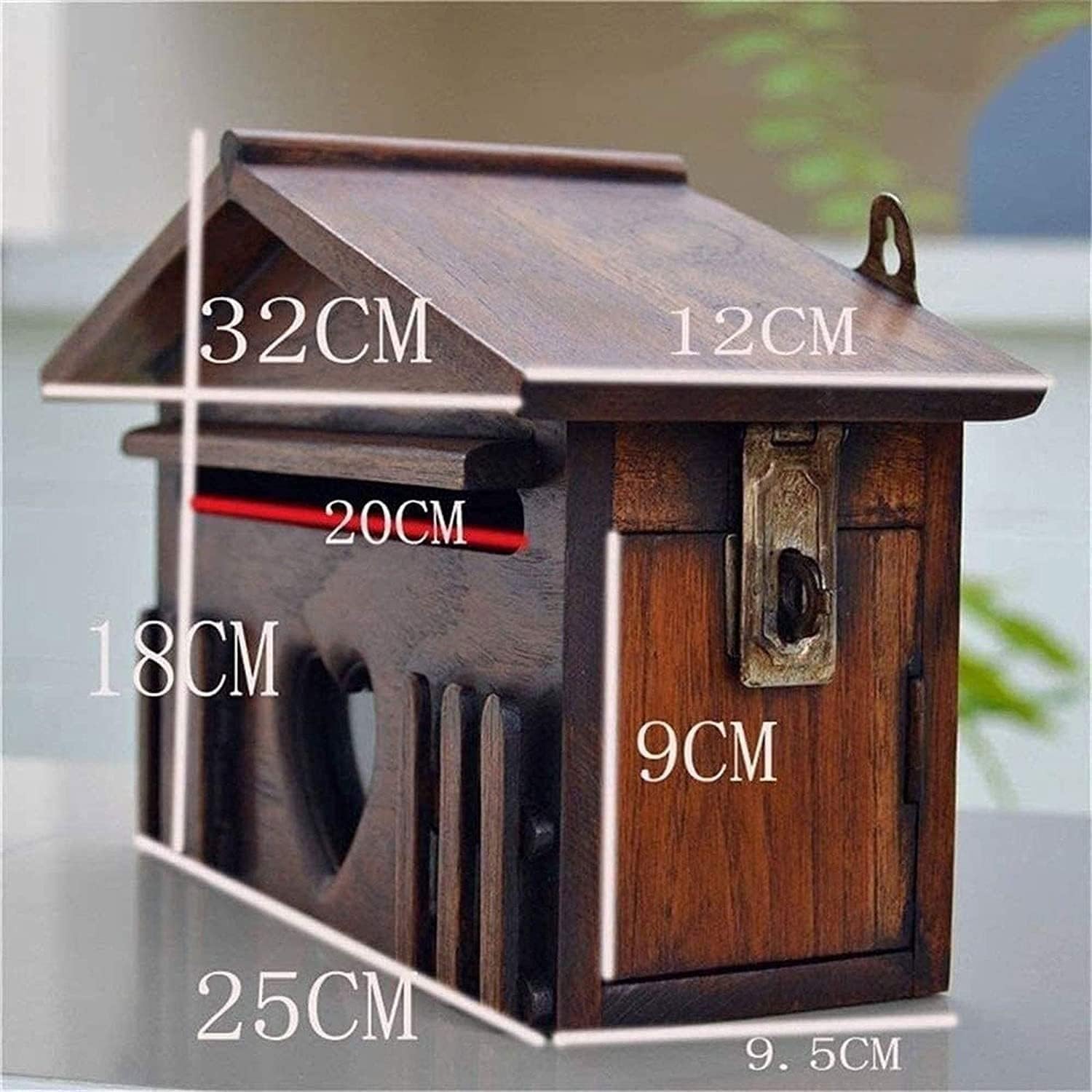 Wall-Mounted Mailbox, Wooden Post Box, Locking Wall Mount Mailbox, Mailboxes Wall Mounted, Easy to Install, Suitable for Villa, Outdoor, School, Family