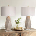 Possini Euro Design 32 1/2' Tall Geometric Large Mid Century Modern Glam End Table Lamps Set of 2 Champagne Gold Living Room Bedroom Bedside Nightstand House Office Home Reading Off-White Shade