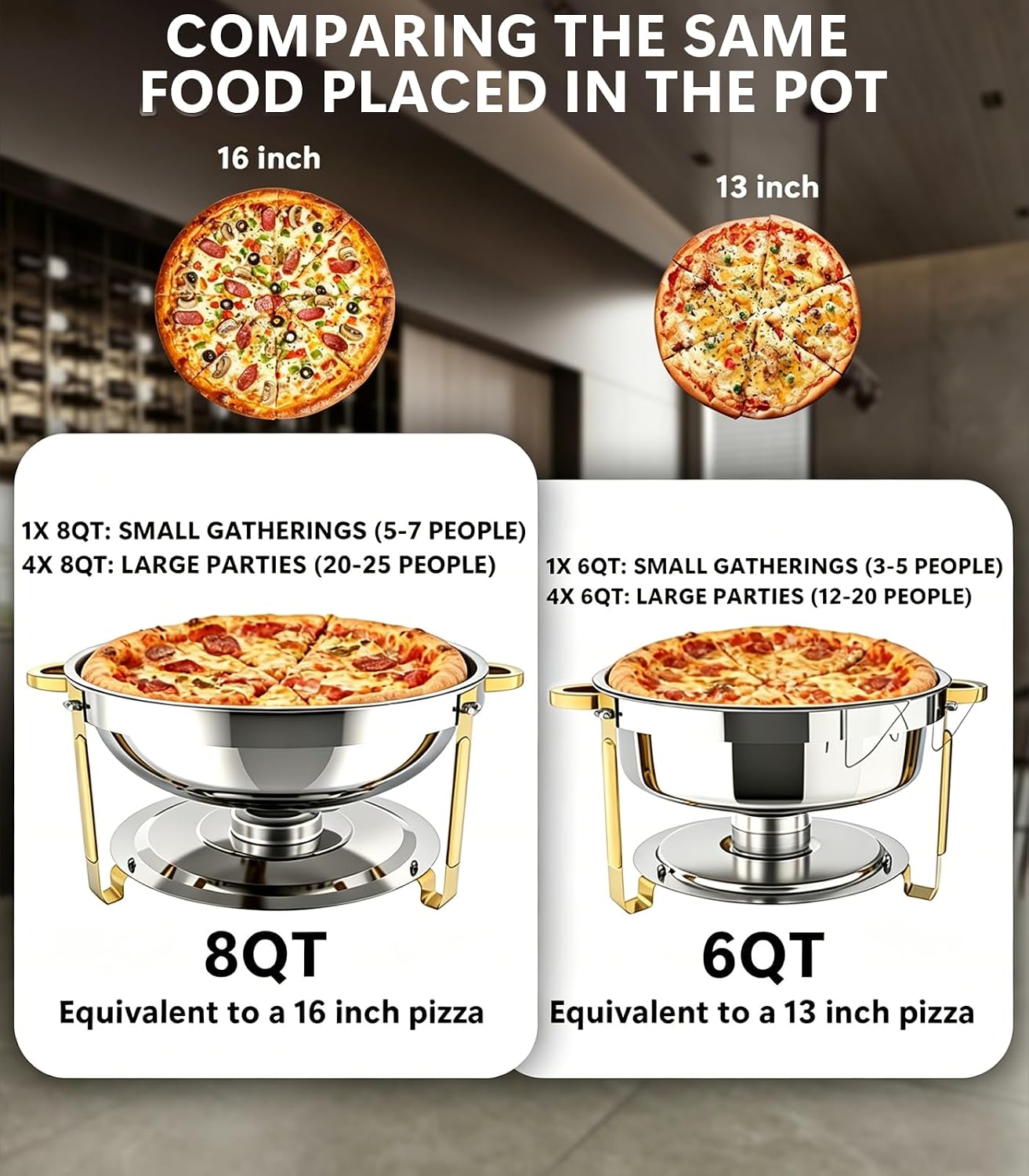 Beviliu 8QT Chafing Dishes for Buffet 4 Pack, Ultra-Large Capacity Warming Trays for Large Gatherings, 8QT Food Warmers for Parties Buffet, Catering Supplies Buffet Display Chafing Dish for Parties