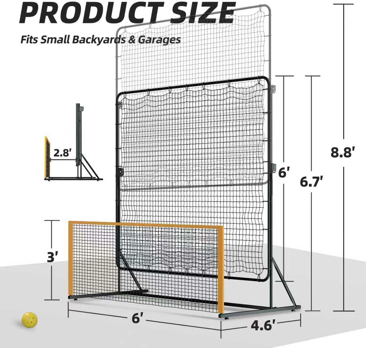 MR Pickleball Rebounder 6'x6', Adjustable Angle & Height Pickleball Rebounder, Tennis Rebound Net, Pickleball Solo Training Equipment for Dinks Volleys Accuracy Coordination Kitchen Control