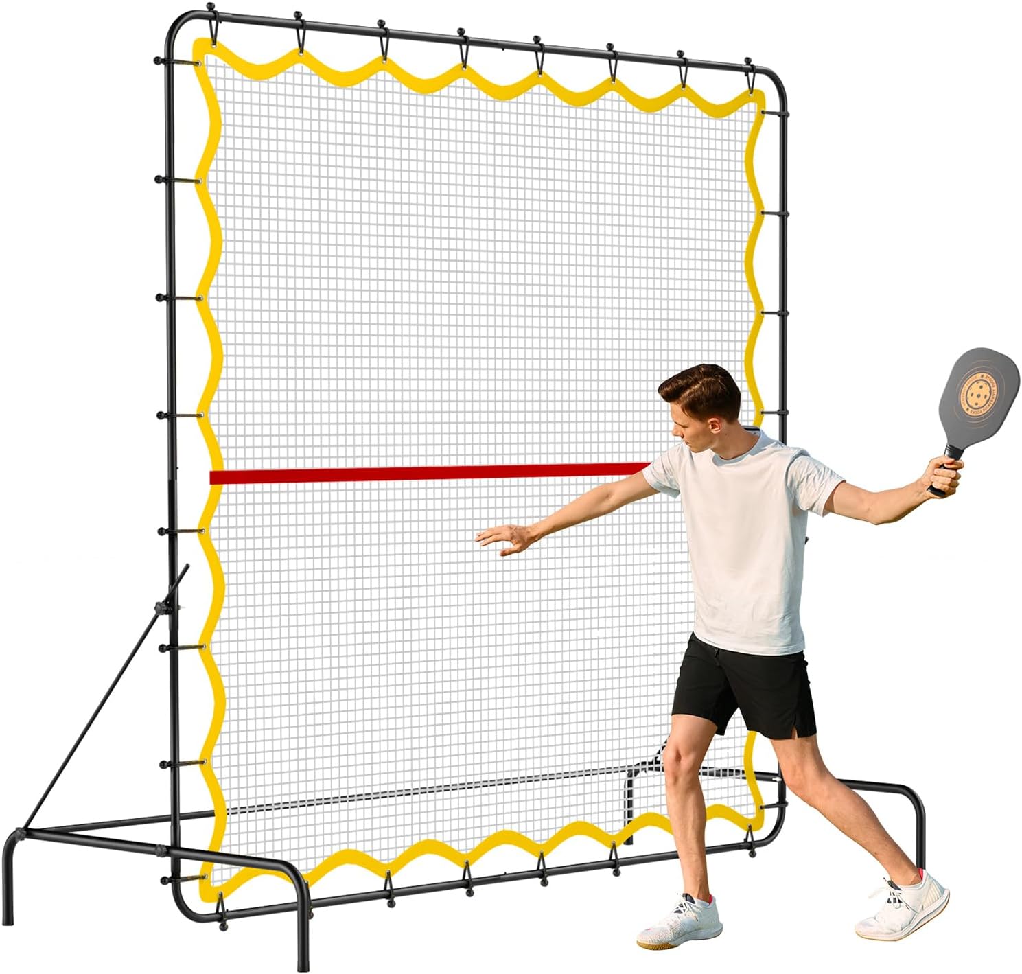 Pickleball Rebounder Net 6.5x6.5ft Portable Tennis Practice Wall Rebound Net Adjustable Tilt, Sport Training Equipment Bounce Back Net, for Court Backyard and Indoor & Outdoor