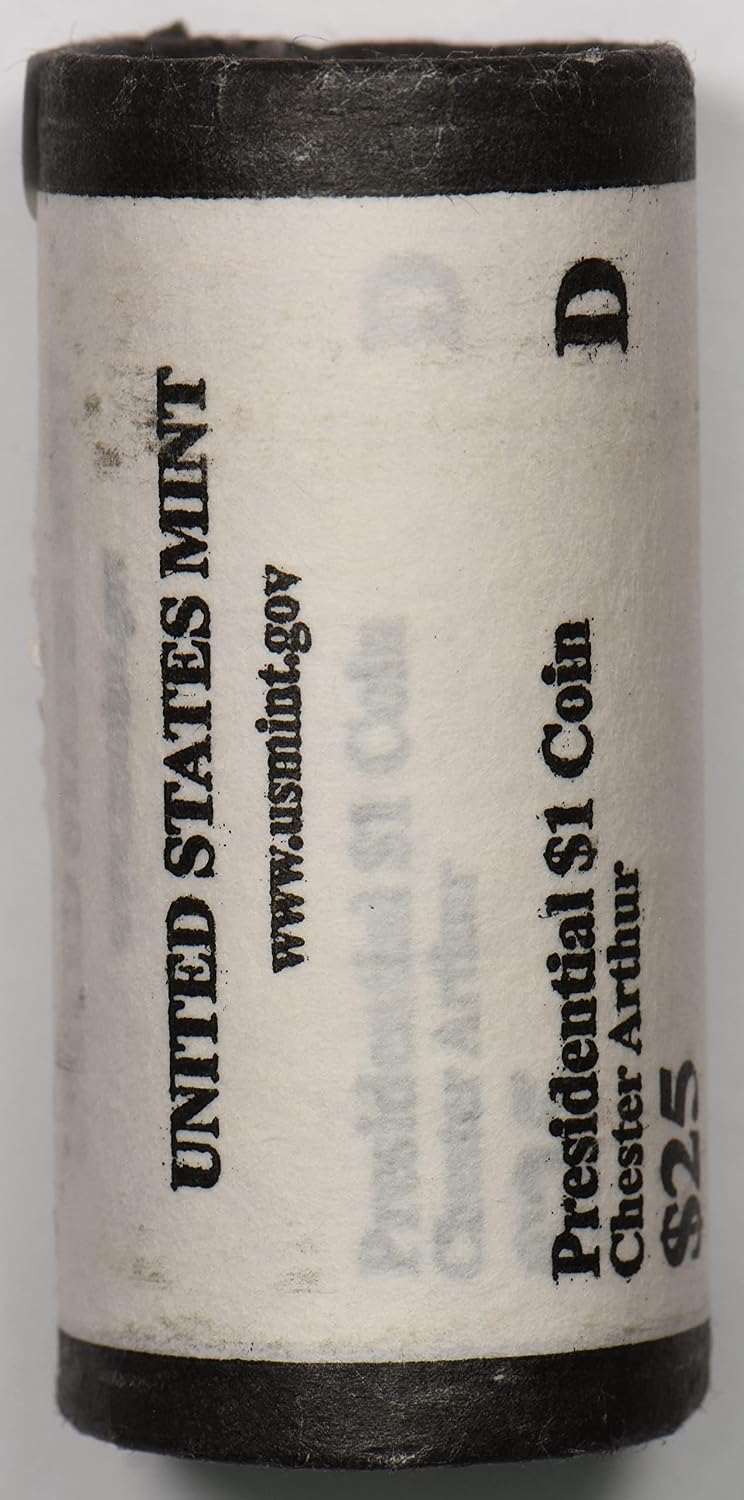 Collectible Coin 2012 D Dollar Roll of 25 Chester Arthur. US mint wrapped BU0640