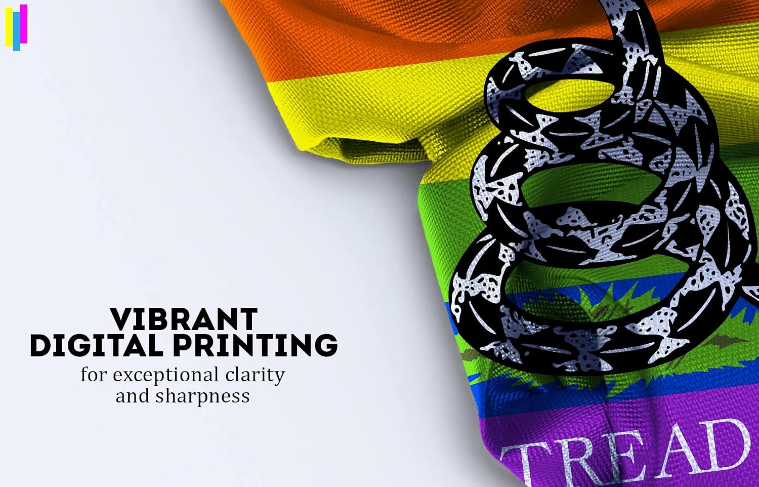 AGAS Large Dont Tread on Me Pride Flag 8x12 Ft - Printed 200D Nylon - Rope Thimble Brass Grommet Stitched Edges Fade Proof Sharp Color